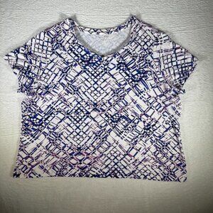 Studio Works Top Womens Funky Artsy Abstract Print V Neck Knit 2X